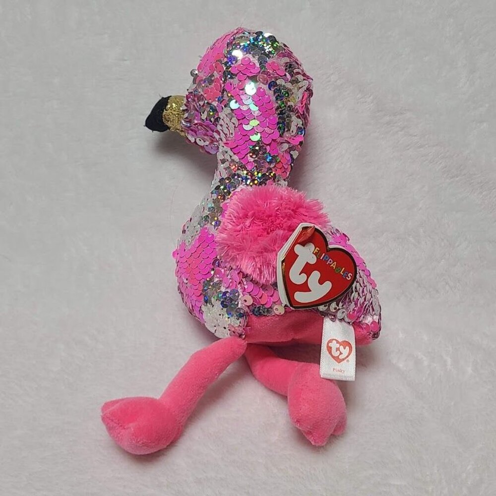 Ty Beanie Boo Flippables Pinky Flamingo 9" Beanie Color Changing Sequins w/ Tags - Picture 3 of 10